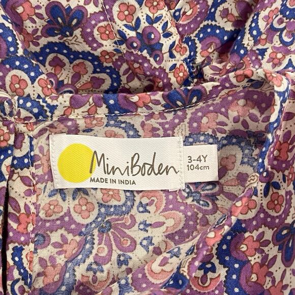 Mini Boden Printed Poncho Kaftan Swim Coverup Lupin Peach Paisley Print Trip 3T - Picture 12 of 14